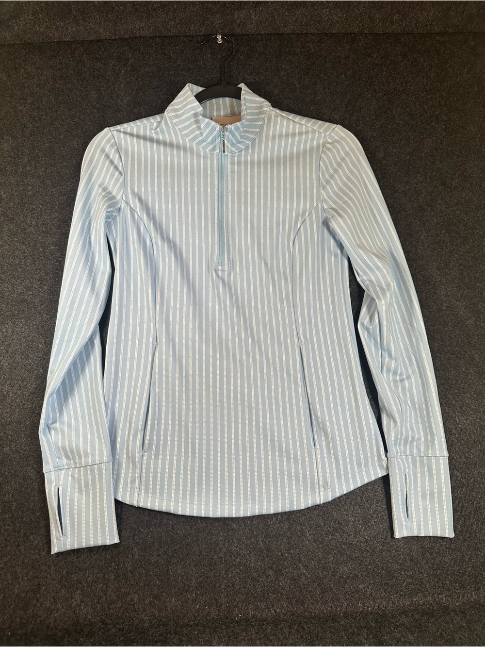 Laura Ashley UPF 50 Quarter Zip Active Pullover Blue White Stripe Sz XS